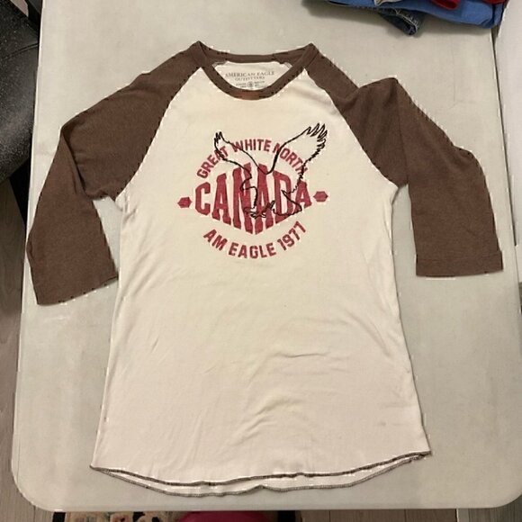 Vintage  2000s American Eagle Raglan Mens Shirt - Picture 3 of 5